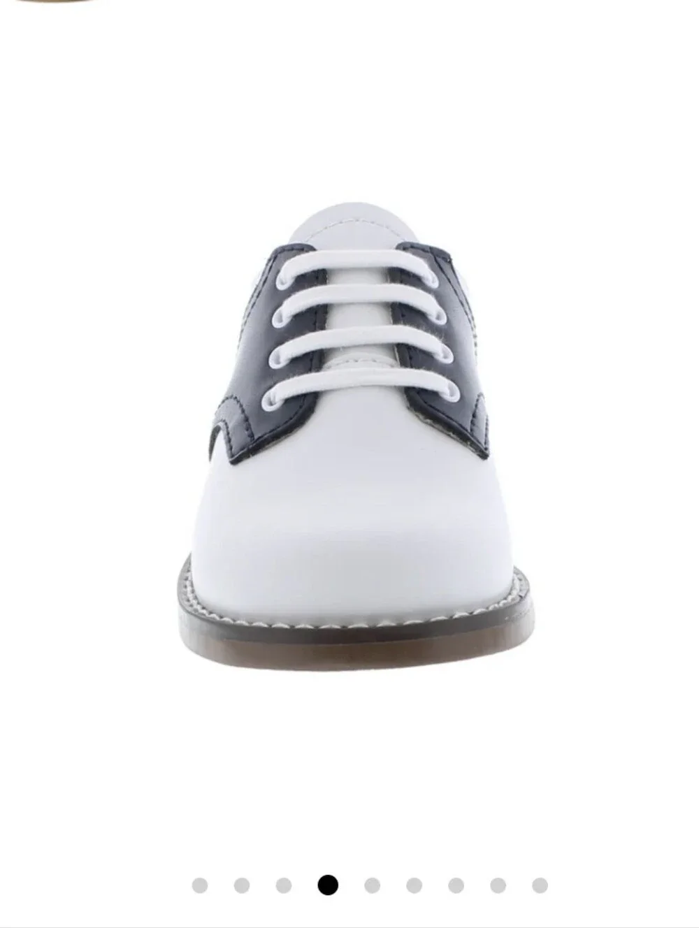 Footmates Cheer Boys Leather White/Navy Lace-Up Shoes, Size 1